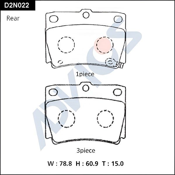 Комплект тормозных колодок, дисковый тормоз ADVICS D2N022