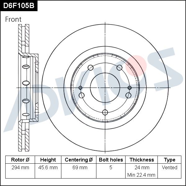 Тормозной диск ADVICS D6F105B