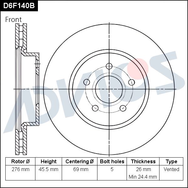 Тормозной диск ADVICS D6F140B