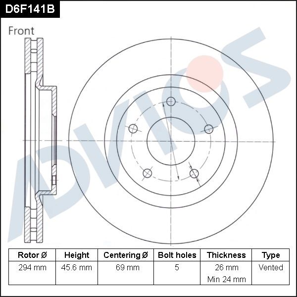 Тормозной диск ADVICS D6F141B