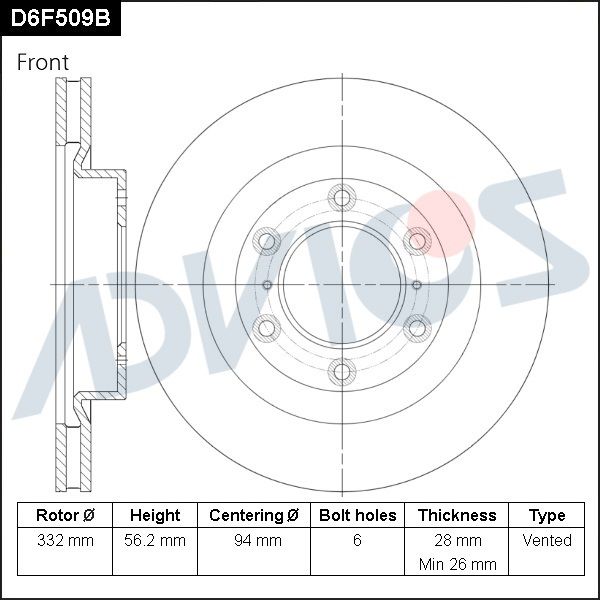 Тормозной диск ADVICS D6F509B
