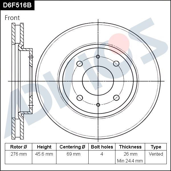 Тормозной диск ADVICS D6F516B