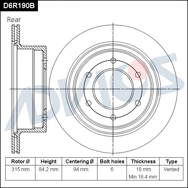 Тормозной диск ADVICS D6R190B