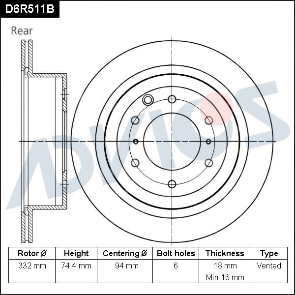 Тормозной диск ADVICS D6R511B