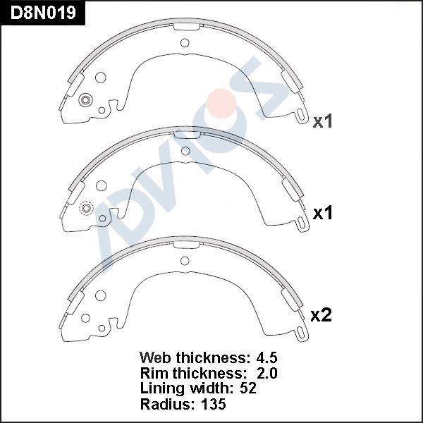 Комплект тормозных колодок ADVICS D8N019