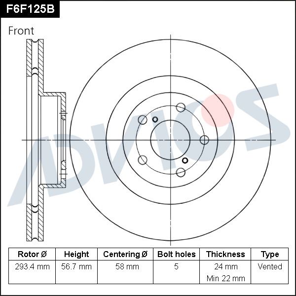 Тормозной диск ADVICS F6F125B