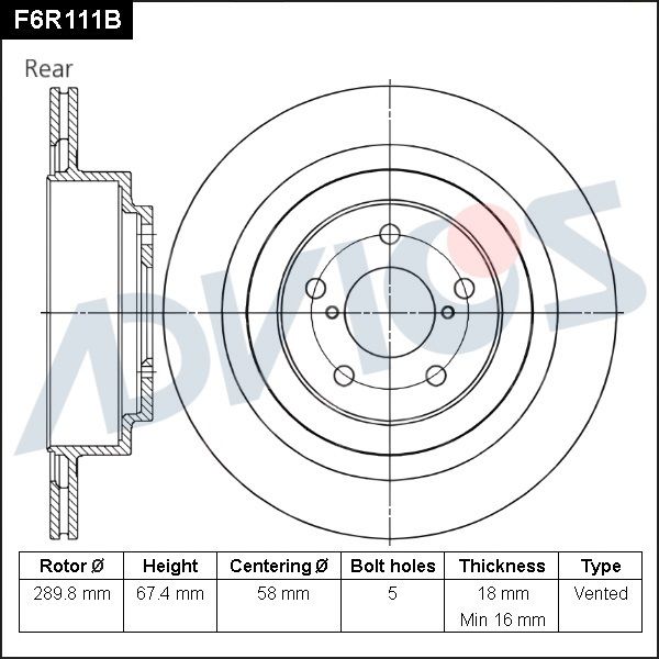 Тормозной диск ADVICS F6R111B