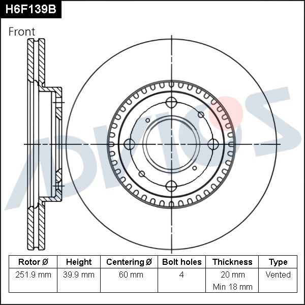 Тормозной диск ADVICS H6F139B