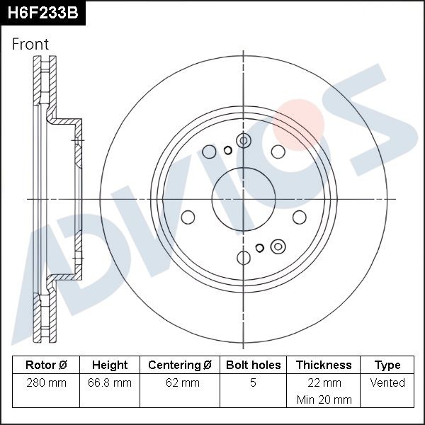 Тормозной диск ADVICS H6F233B