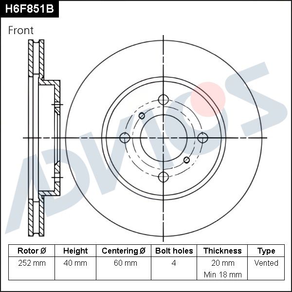 Тормозной диск ADVICS H6F851B