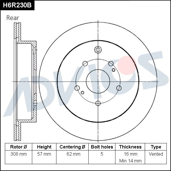 Тормозной диск ADVICS H6R230B