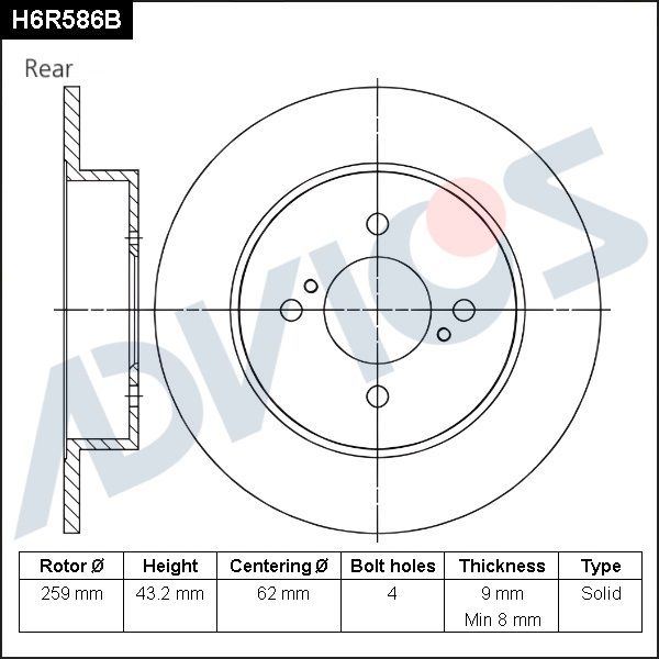 Тормозной диск ADVICS H6R586B