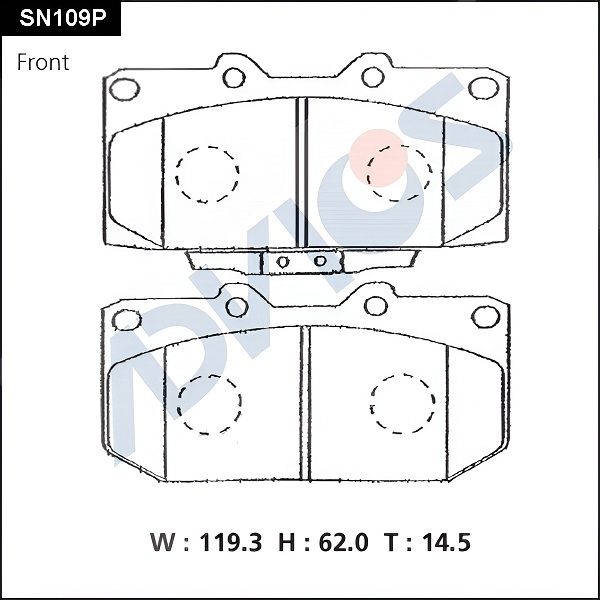 Комплект тормозных колодок, дисковый тормоз ADVICS SN109P