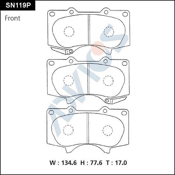 Комплект тормозных колодок, дисковый тормоз ADVICS SN119P