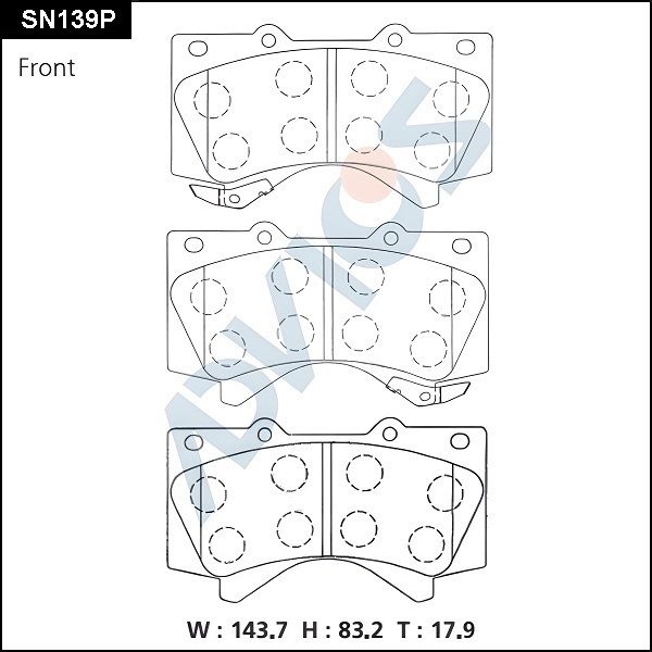 Комплект тормозных колодок, дисковый тормоз ADVICS SN139P