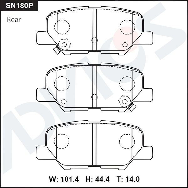 Комплект тормозных колодок, дисковый тормоз ADVICS SN180P