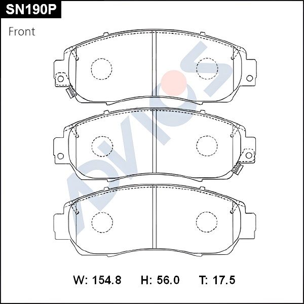 Комплект тормозных колодок, дисковый тормоз ADVICS SN190P