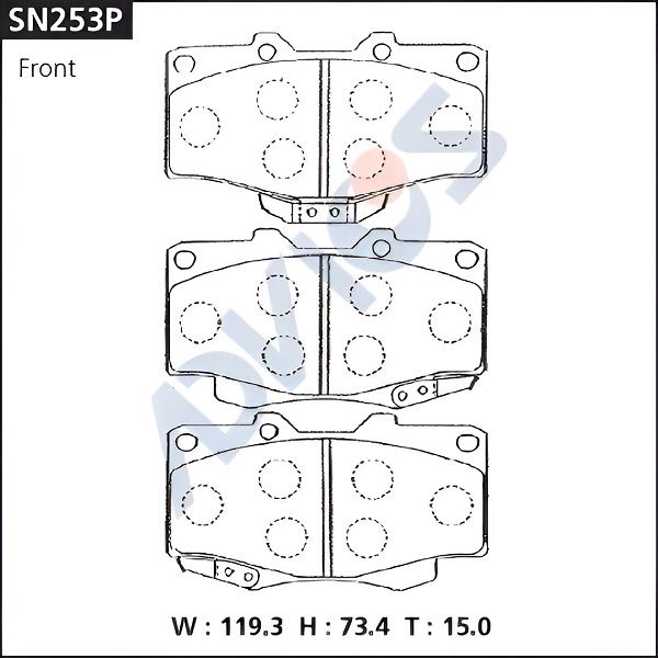 Комплект тормозных колодок, дисковый тормоз ADVICS SN253P