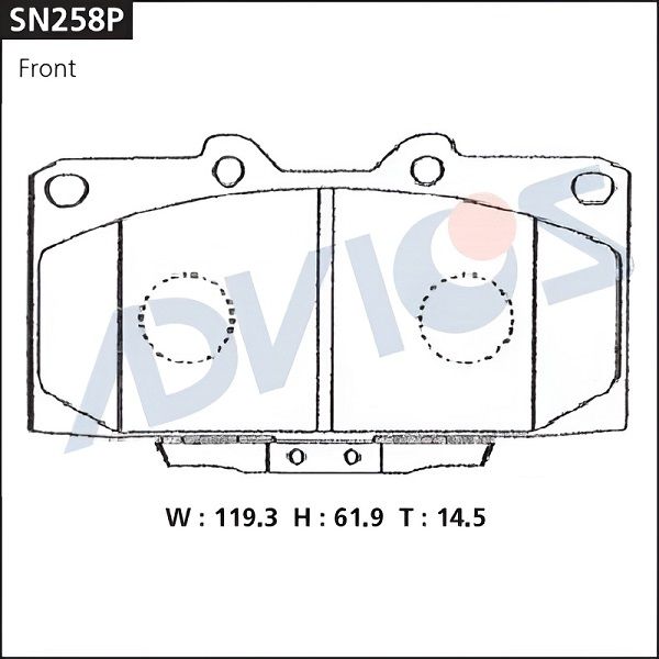 Комплект тормозных колодок, дисковый тормоз ADVICS SN258P