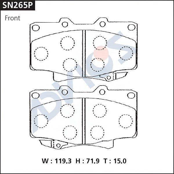 Комплект тормозных колодок, дисковый тормоз ADVICS SN265P