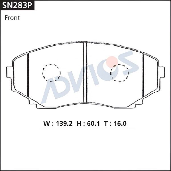 Комплект тормозных колодок, дисковый тормоз ADVICS SN283P