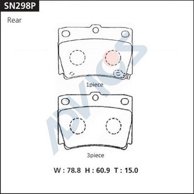 Комплект тормозных колодок, дисковый тормоз ADVICS SN298P