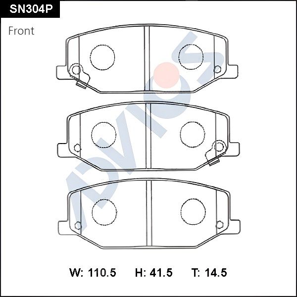 Комплект тормозных колодок, дисковый тормоз ADVICS SN304P