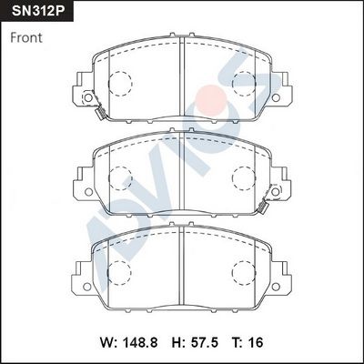 Комплект тормозных колодок, дисковый тормоз ADVICS SN312P