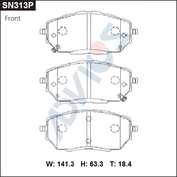 Комплект тормозных колодок, дисковый тормоз ADVICS SN313P