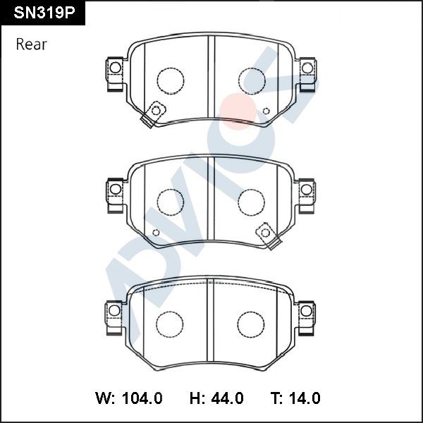Комплект тормозных колодок, дисковый тормоз ADVICS SN319P