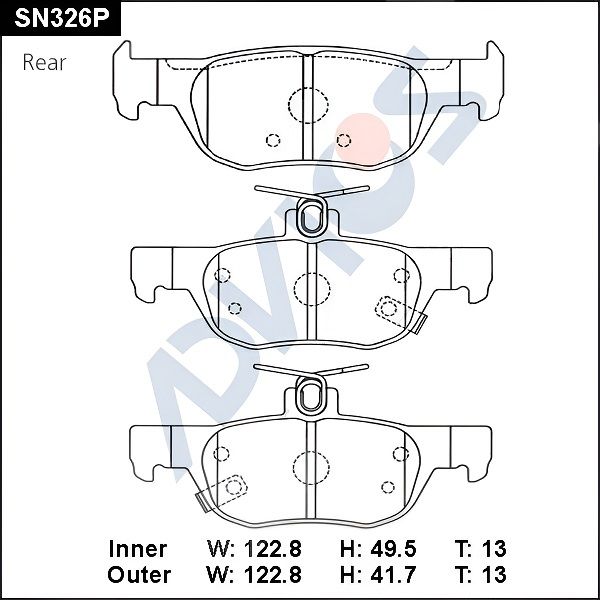 Комплект тормозных колодок, дисковый тормоз ADVICS SN326P