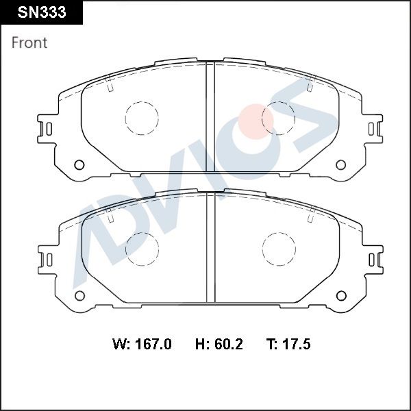 Комплект тормозных колодок, дисковый тормоз ADVICS SN333