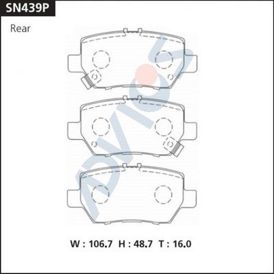 Комплект тормозных колодок, дисковый тормоз ADVICS SN439P