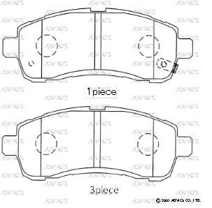 Комплект тормозных колодок, дисковый тормоз ADVICS SN502P