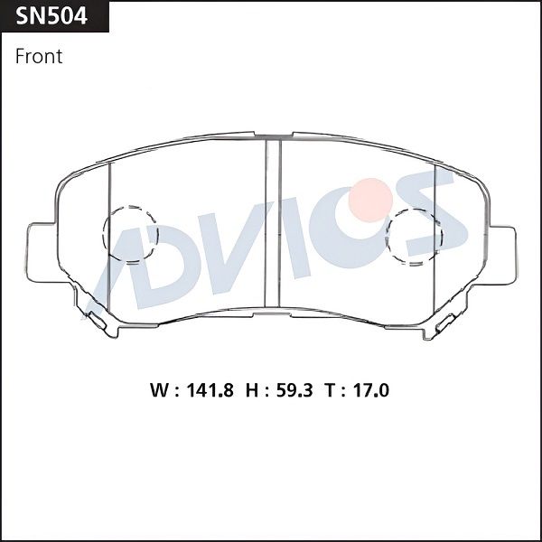 Комплект тормозных колодок, дисковый тормоз ADVICS SN504