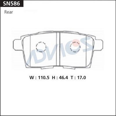Комплект тормозных колодок, дисковый тормоз ADVICS SN586