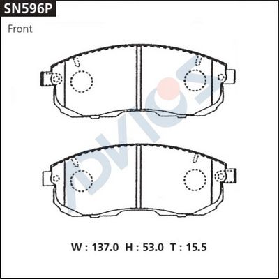 Комплект тормозных колодок, дисковый тормоз ADVICS SN596P