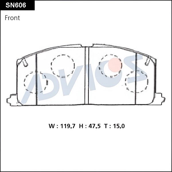 Комплект тормозных колодок, дисковый тормоз ADVICS SN606