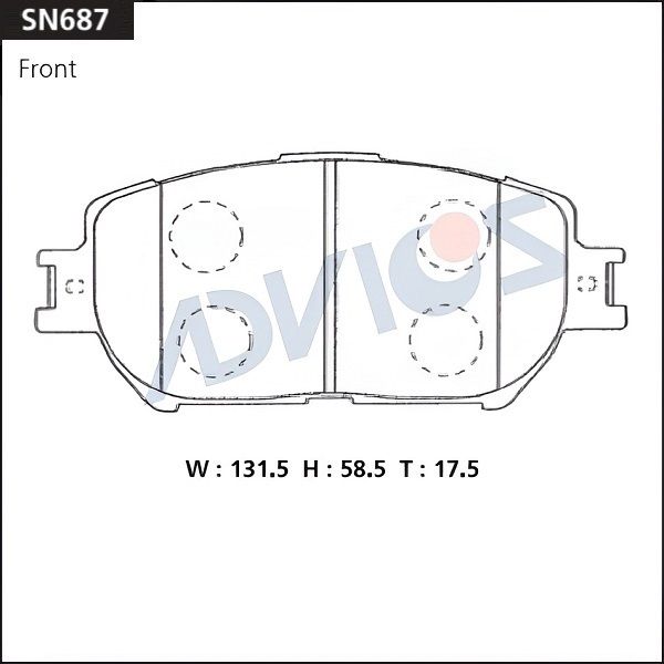 Комплект тормозных колодок, дисковый тормоз ADVICS SN687
