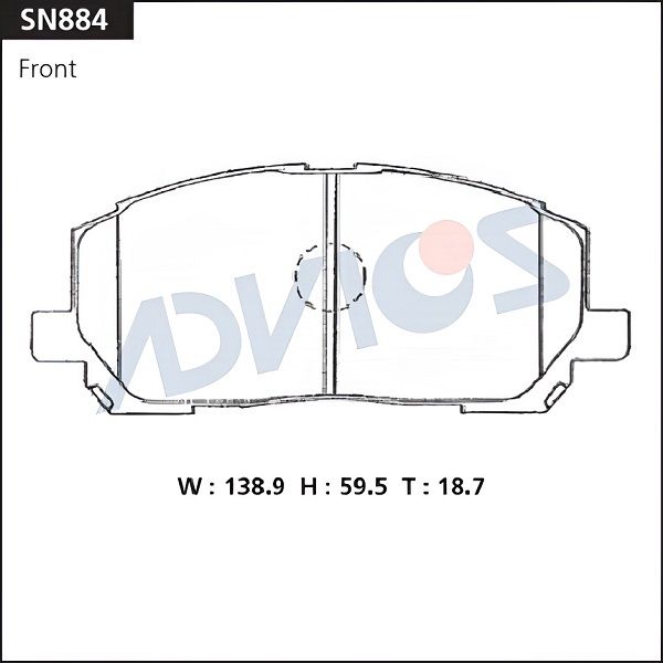 Комплект тормозных колодок, дисковый тормоз ADVICS SN884