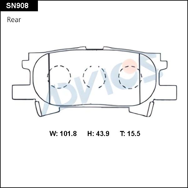 Комплект тормозных колодок, дисковый тормоз ADVICS SN908