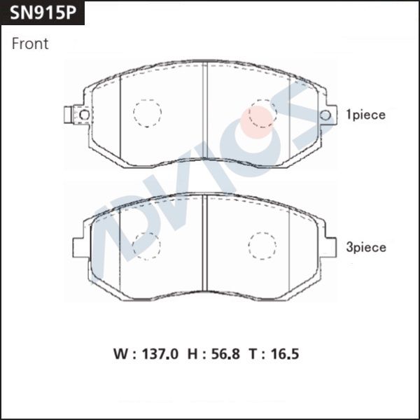 Комплект тормозных колодок, дисковый тормоз ADVICS SN915P