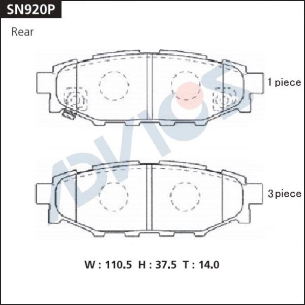 Комплект тормозных колодок, дисковый тормоз ADVICS SN920P