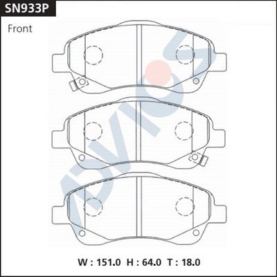 Комплект тормозных колодок, дисковый тормоз ADVICS SN933P