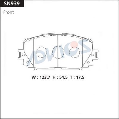 Комплект тормозных колодок, дисковый тормоз ADVICS SN939