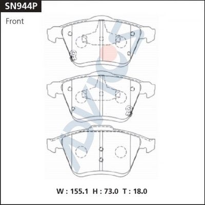 Комплект тормозных колодок, дисковый тормоз ADVICS SN944P