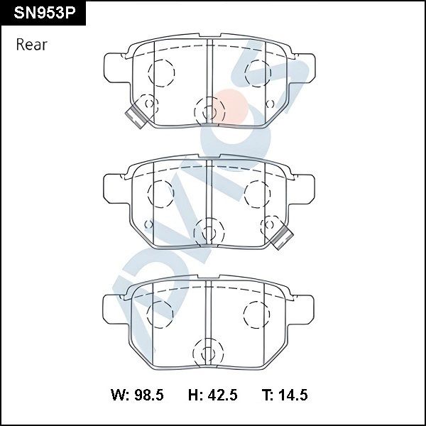 Комплект тормозных колодок, дисковый тормоз ADVICS SN953P