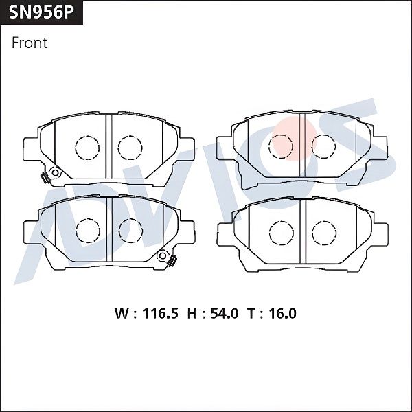 Комплект тормозных колодок, дисковый тормоз ADVICS SN956P