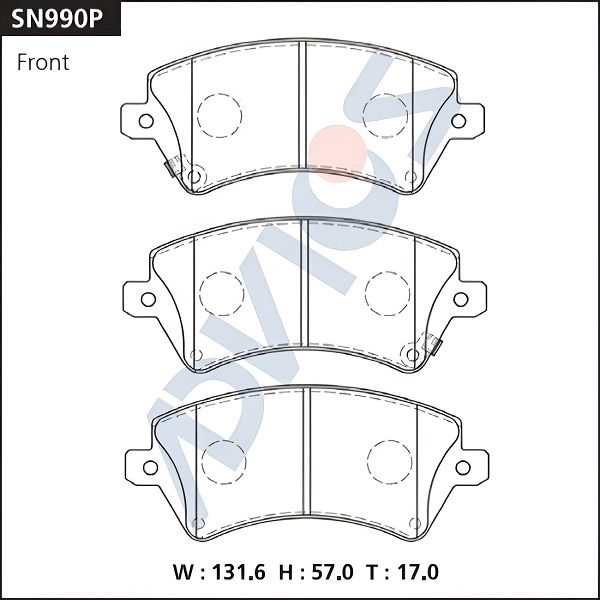 Комплект тормозных колодок, дисковый тормоз ADVICS SN990P