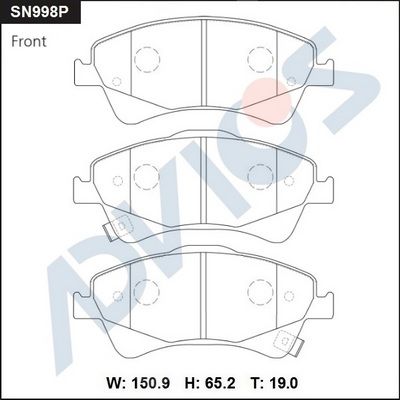 Комплект тормозных колодок, дисковый тормоз ADVICS SN998P